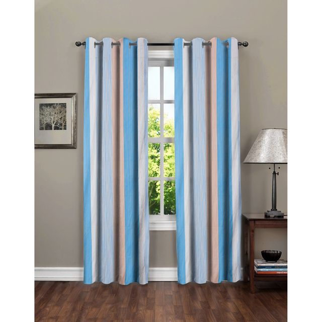 BAY6 Polyester Door Curtains - Set of 2 - (7x4 ft) - Blue
