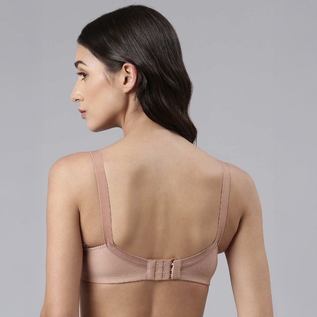 Dollar Missy Women's Combed Cotton Stretchy Elastane Wire-Free Panelled Support Bra | Skin - 34C