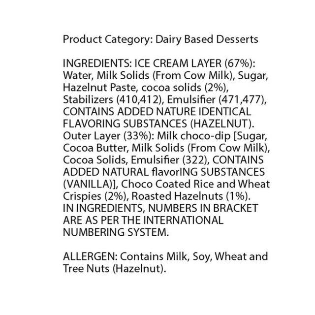 Baskin Robbins Hazelnut Ice Cream Stick 65 ml Combo
