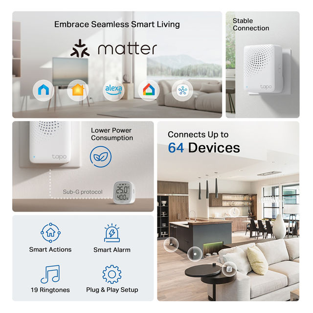 TP-Link Tapo H100 Smart Hub with Chime,Connect with Up to 64 Smart Devices