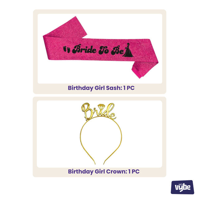 Let's Vybe Bride To Be Sash and Crown - Assorted Colors