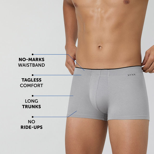 XYXX Uno IntelliSoft Micro Modal Solid Trunk | Men's Innerwear | Pack of 2 | Grey- M
