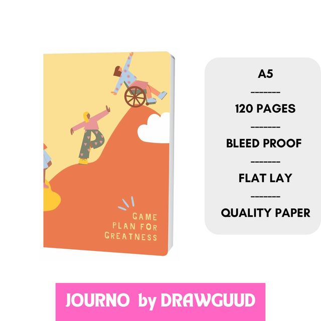 Journo By Drawguud 70 Gsm A5 Notebook : Ruled |120 Pages (Game Plan For Greatness)