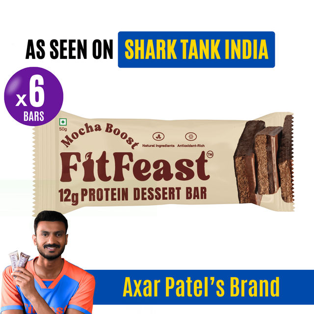 FitFeast Mocha Boost Protein Bar (6) | 12g Protein | All Natural, Tastes Like Real Chocolate