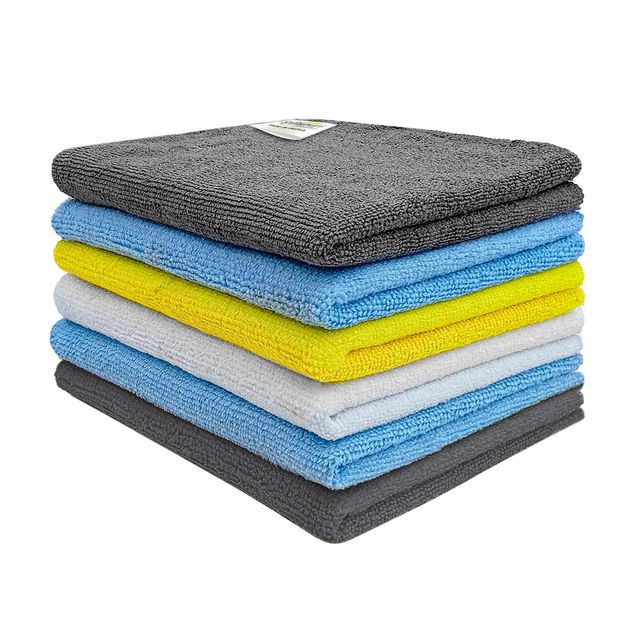 Softspun Microfiber Cleaning Cloths (220 GSM, 30x30cm, 6pc, Multicolor/Assorted)