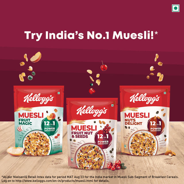 Kellogg's Crunchy Fruit & Nut Breakfast Cereals Muesli(750 gms) & Epigamia Blueberry Greek Yogurt(90 gms) Combo