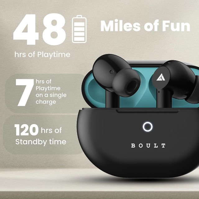 Boult W40 with Quad Mic ENC, 48H Battery Life, Low Latency Gaming (Electric Black, True Wireless)