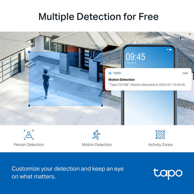TP-Link Tapo C510W 2K 3MP 1296 Outdoor Pan/Tilt Security WiFi Camera, 360° Visual Coverage, IP65