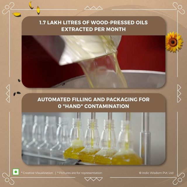 Indic Wisdom Wood Pressed Sunflower Oil | Cold Pressed - Extracted on Wooden Churner