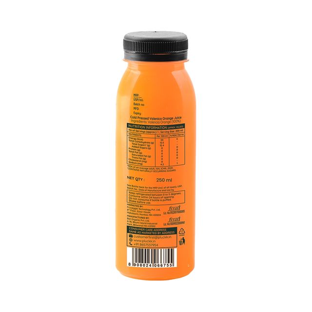 Pluckk Valencia Orange Cold Pressed Juice