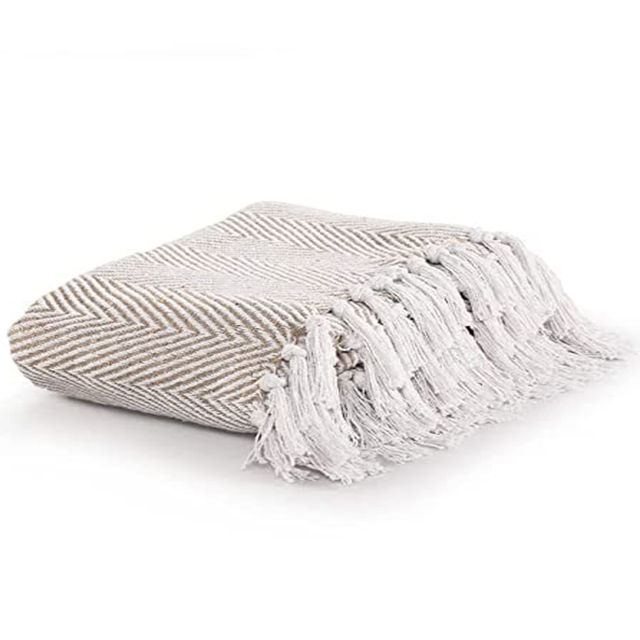 Sashaa World Spring-Hued Chevron Throw- Grey