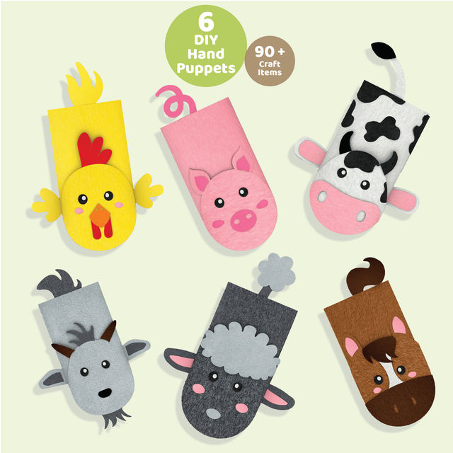 Jackinthebox Farm Hand Puppet Animals Art & Craft Kit