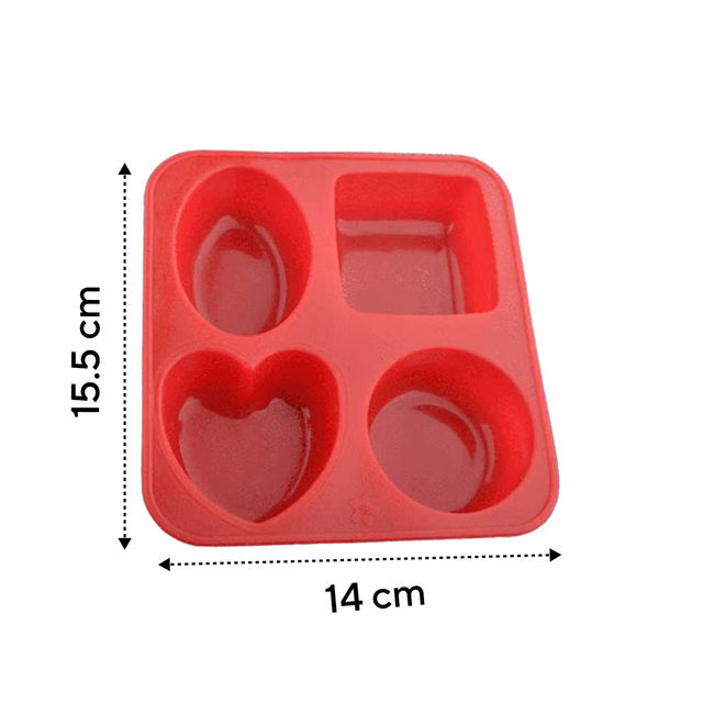 Clazkit Silicone Circle, Square, Oval and Heart Shape Soap Cake Making Mould, Multicolor
