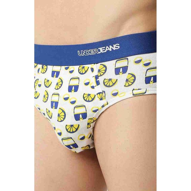 Buy Underjeans by Spykar Mens Premium White and Dark Blue brief