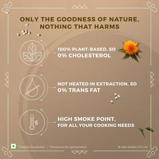 Indic Wisdom Wood Pressed Safflower Oil | Cold Pressed - Extracted on Wooden Churner