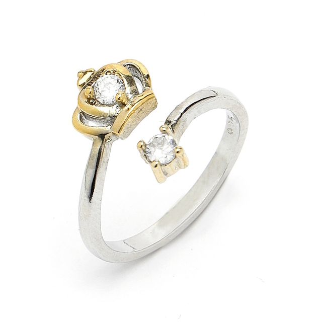 Scintillare By Sukkhi Rhodium Plated With American Diamond Stones Studded Queen Crown Finger Ring