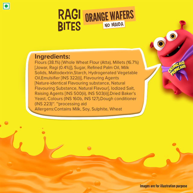 Tata Soulfull Ragi Bites Orange Wafers, No Maida, Wholesome Snack for Kids & Adults