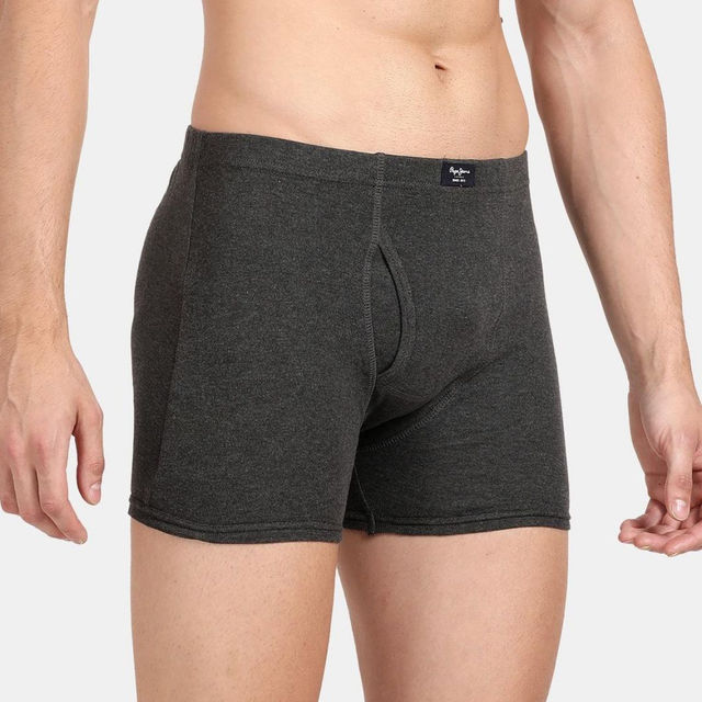 Pepe Jeans Cotton Men's Trunks - S | Sweat-resistant | Solid | Charcoal Melange
