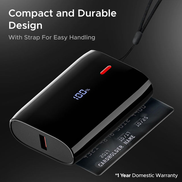 boAt 10000 mAh Pocket Size Power Bank w/ 2-Way 22.5W Fast Charging - PB300 Air (Carbon Black)