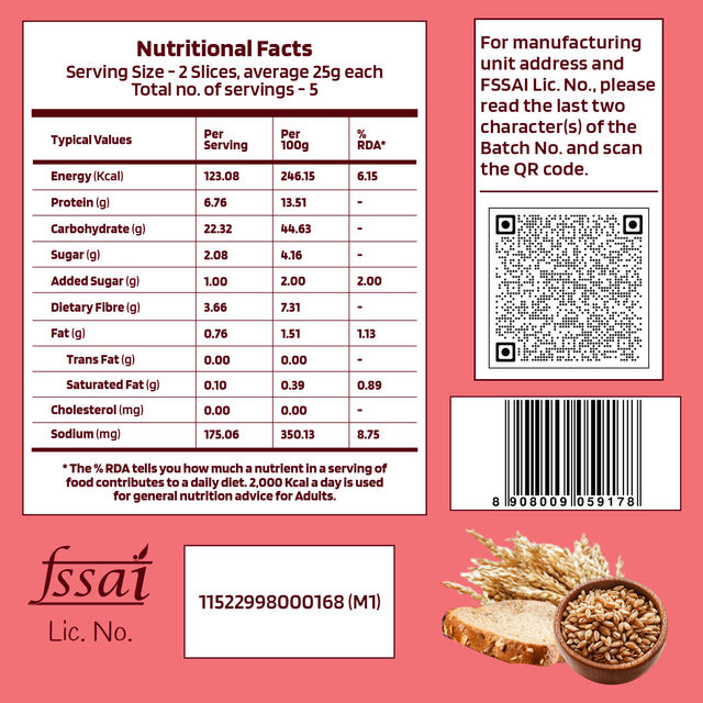 The Health Factory Zero Maida Multigrain Bread | Clean Label - Not Brown