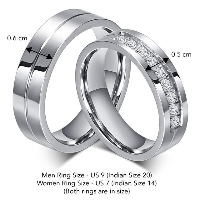 Peora Silver Crystal Promise Rings. Wedding, Anniversary, Engagement. Couples.