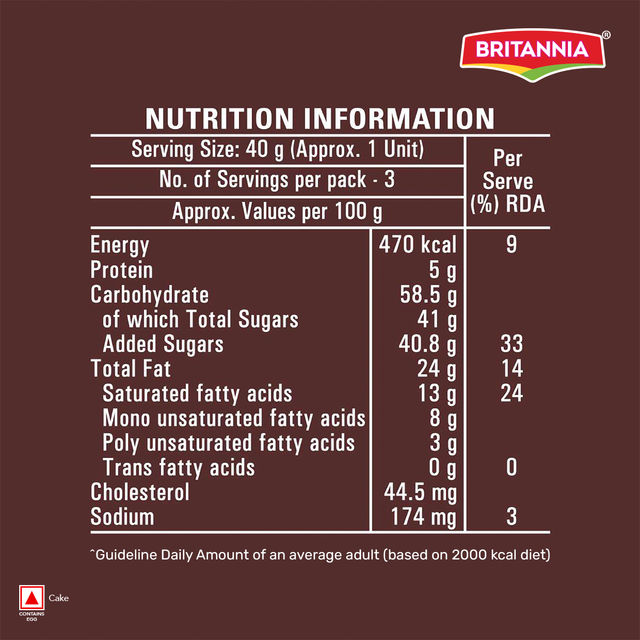 Cadbury Chocobakes Choclayered Cakes (114g) & Britannia Fudge It Chocolate Brownie (With Egg) (120g) Combo