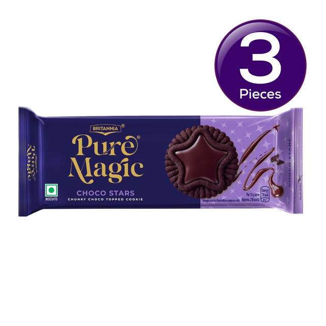 Britannia Pure Magic Choco Stars | Chunky Chocolate Topped Cookie 68.9 g Combo