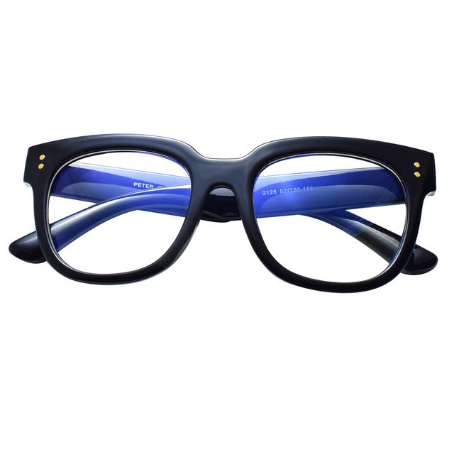 Peter Jones Unisex Solid Plastic Computer Glasses | Black and Gold - L