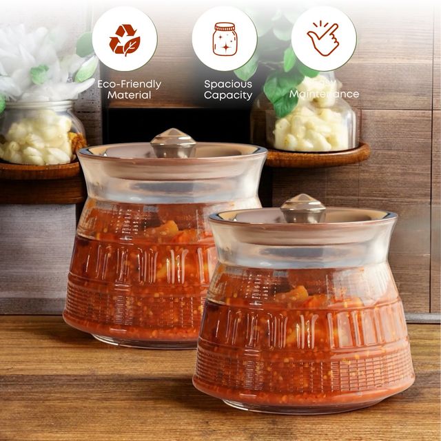 Yera 2 pcs Jars Set With Steel Lids Handi Style