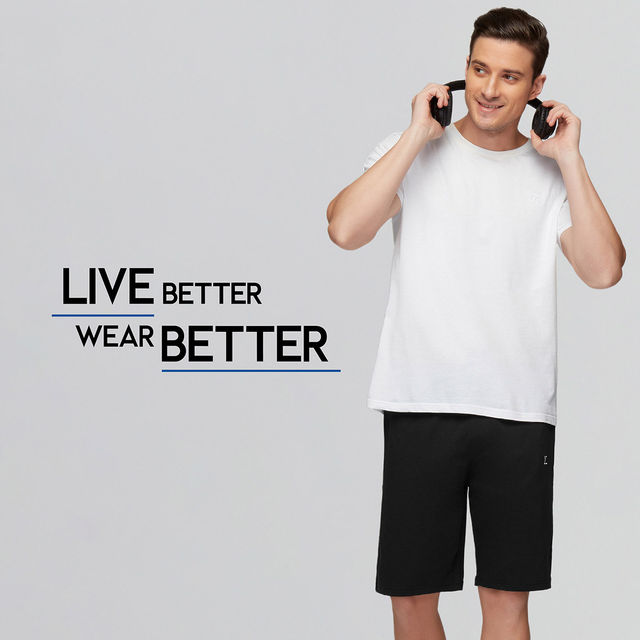 XYXX Men's Solid Cotton Shorts | Black - L