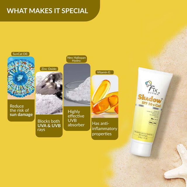 Fixderma Shadow SPF 50+ Gel Sunscreen for Oily Skin | Lightweight Protection