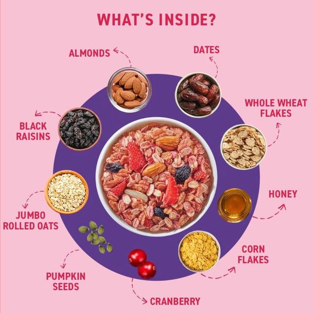 Bagrry's Berry and Nut Muesli | Pouch | Artificial Colour-free and Preservative-free