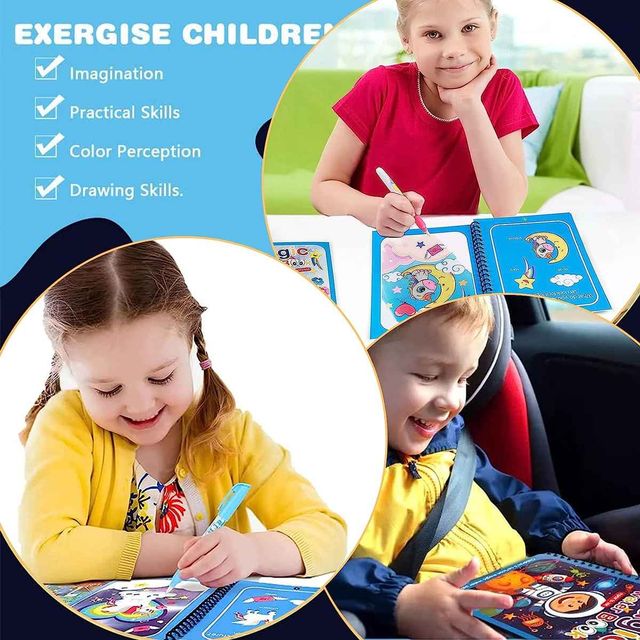 Kidara Magic Water Coloring Set Of 4 Books | Mess-Free Art For Kids Age 3-5 | Educational Gift