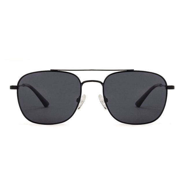 Vincent Chase By Lenskart Unisex Solid Plastic Square Sunglasses | Black and Grey - L