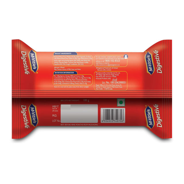 Mcvitie's Digestive High Fibre Biscuits With Goodness Of Wholewheat,Super Saver Family Pack 100 g Combo