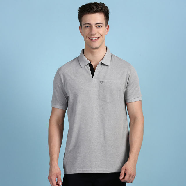 Lux Cozi Men's Solid Cotton Polo T-shirt with Pocket - Buy at