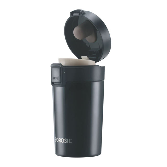 Borosil Hydra Coffeemate Stainless Steel Vacuum Insulated Travel Mug (300 ml)| Spill Proof