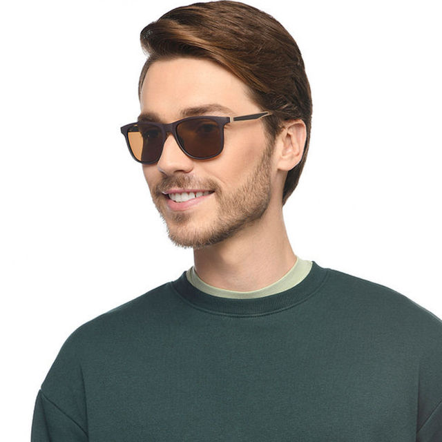 Vincent Chase By Lenskart Unisex Solid Polycarbonate Wayfarer Sunglasses | Brown - L