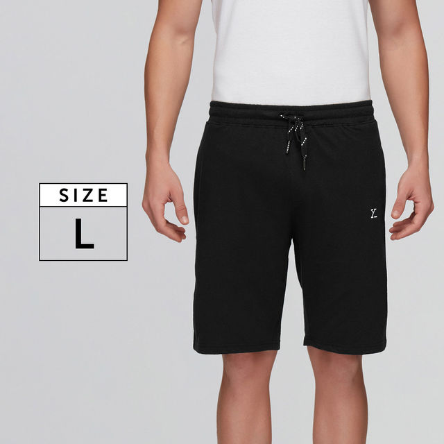 XYXX Men's Solid Cotton Shorts | Black - L