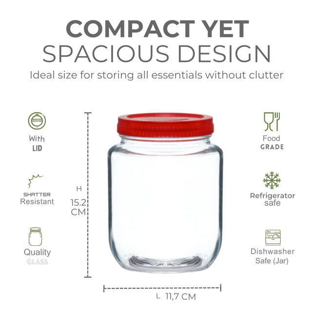 Yera Kitchen Zaika Jars 1200 Ml Set Of 2