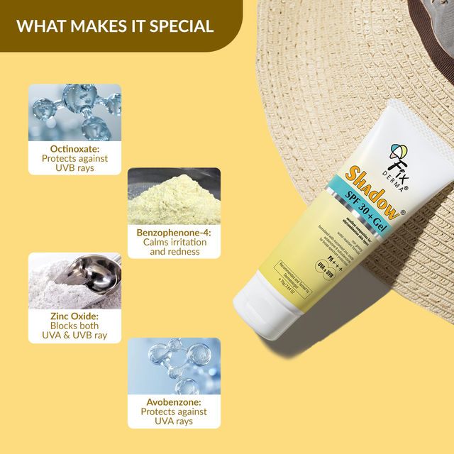 Fixderma Shadow SPF 30+ Gel Sunscreen Non-Greasy | For Daily Sun Protection