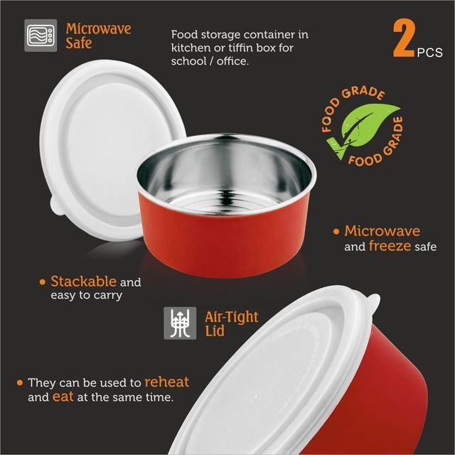 BAY6 Microwave-Safe Airtight Lunch Box Container - 400 ml - (2pc)