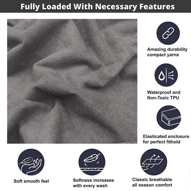 Sassoon Queen Size Bed Mattress Protector | 5 x 6 Feet | Grey