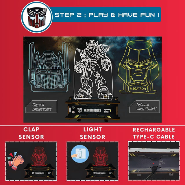 ThinkerPlace Transformers Smart Lamp DIY Kit | Build & Play with Sensor-Activated Lamp (Age 6+)