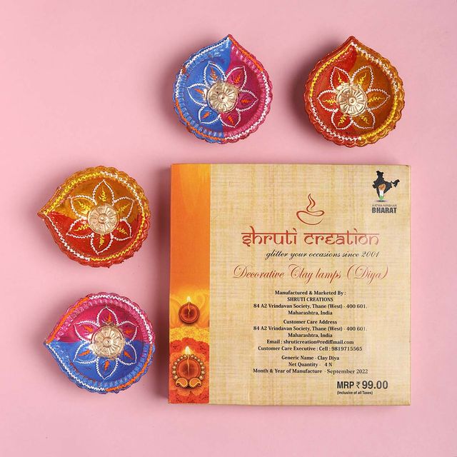 Shruti Creations Beak Decorative Clay Beak Diya - Set Of 4