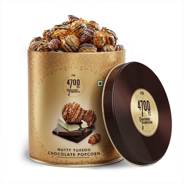 4700BC Nutty Tuxedo Chocolate Popcorn Tin