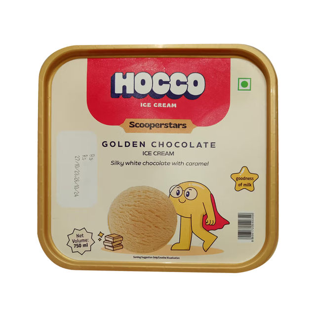Hocco Golden Chocolate Ice Cream Tub 750 ml Combo