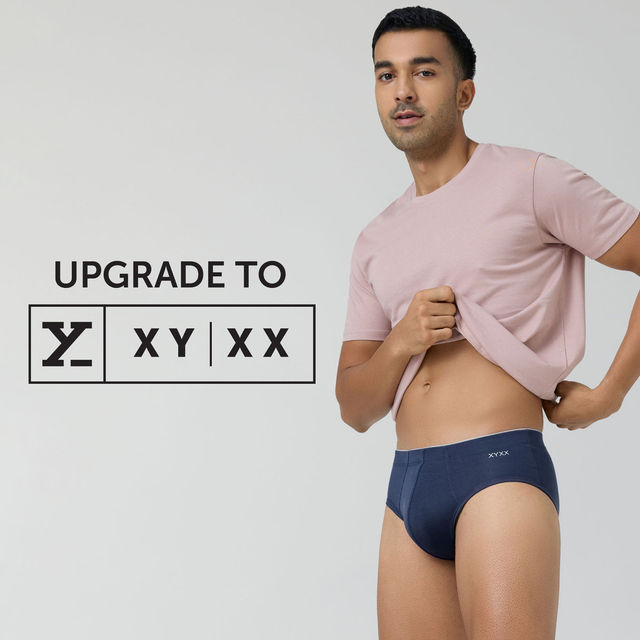 XYXX Men's Solid Modal Brief | Black and Blue - M