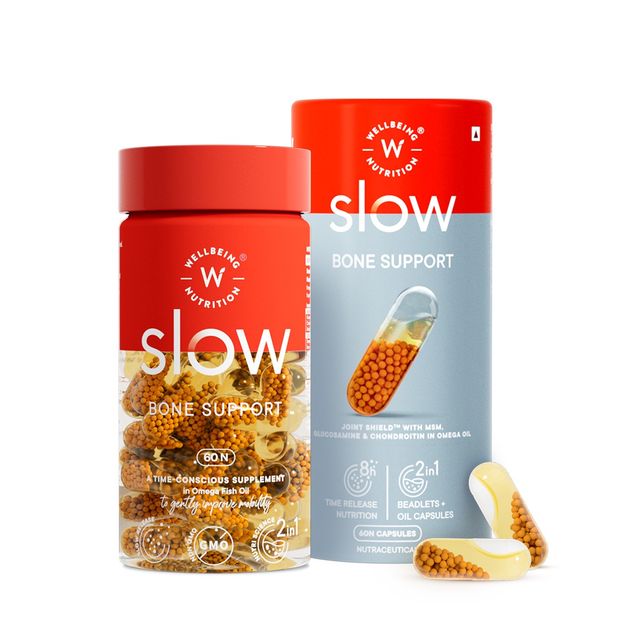 Wellbeing Nutrition Slow Bone Support Vitamin Supplements, Glucosamine, Chondroitin, Calcium