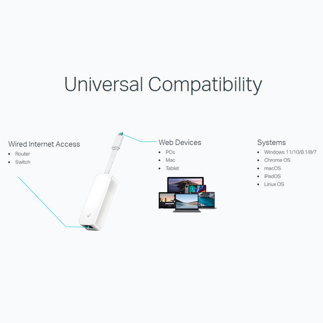 TP-Link UE300C USB 3.0 and Gigabit Type-C to RJ45 Gigabit Ethernet Network Adapter